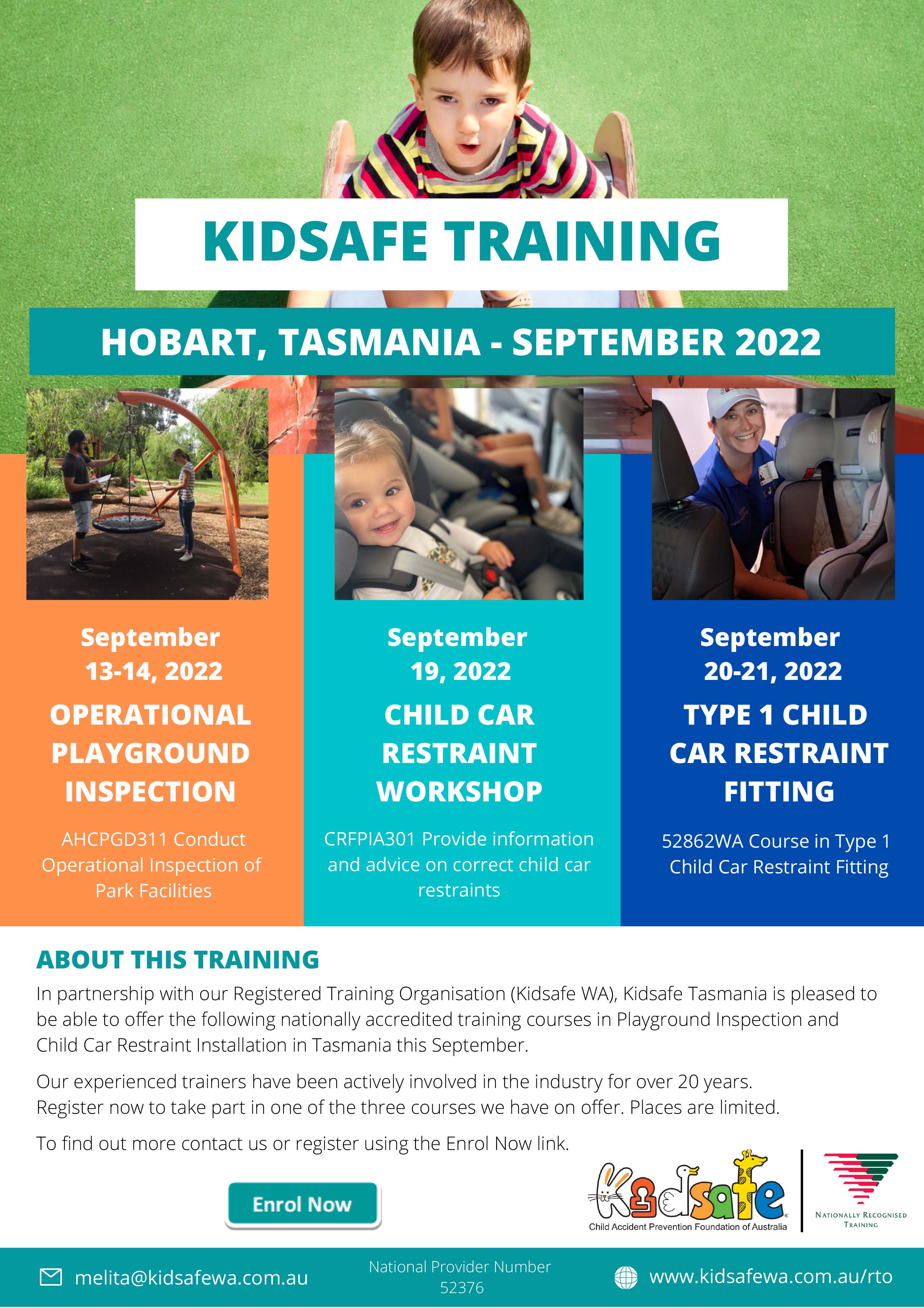 Kidsafe Training Tasmania Sept 2022